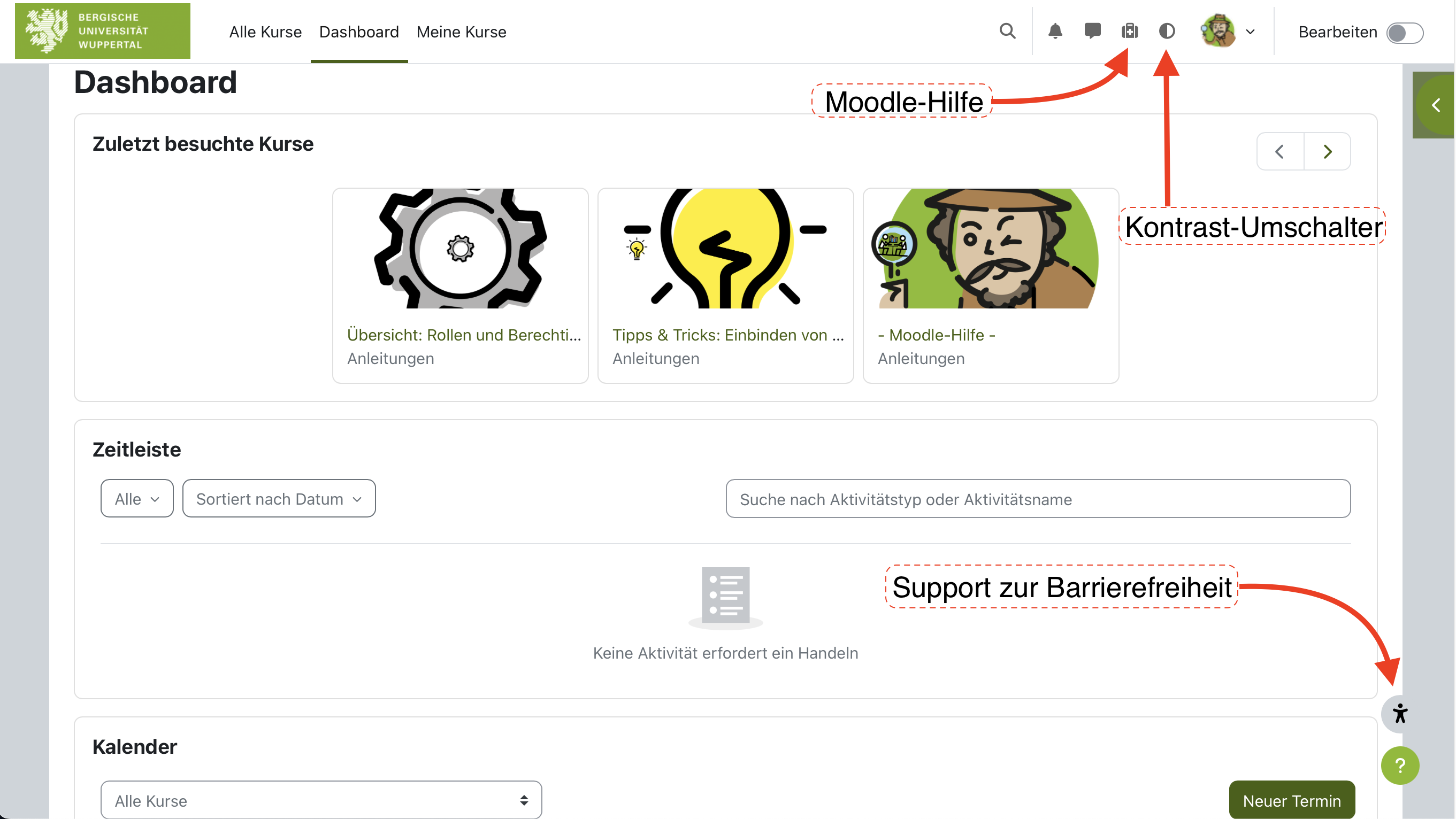 Bildschirmfoto Moodle